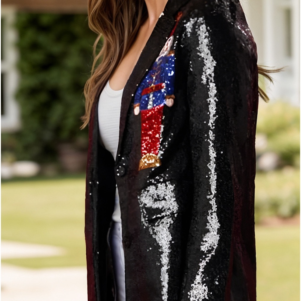 Sequin Nutcracker Long Sleeve Blazer